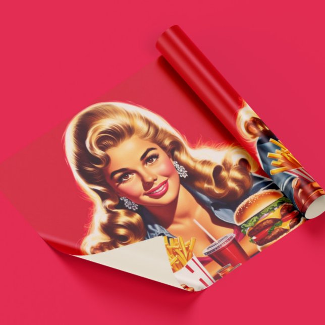 Vintage Snabbmat Pinuppa Presentpapper (Skapare uppladdad)