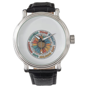 Vintage Snällhet Fred Jämlikhet Blomma Tröja_1 Armbandsur