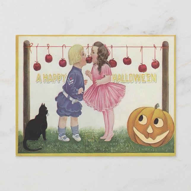 Vintage Snap Apple Halloween-spel Vykort (Framsida)