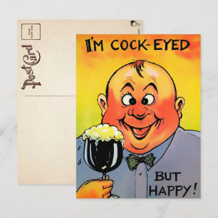 Vintage Snedspriten Drickande Postkort Vykort