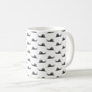 Vintage Snigel Art ANPASSNINGSBAR BAKGRUND FÄRG Kaffemugg