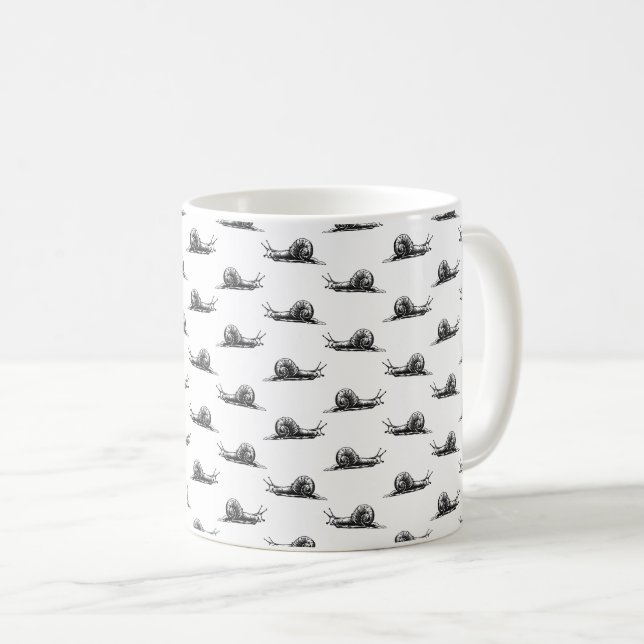 Vintage Snigel Art ANPASSNINGSBAR BAKGRUND FÄRG Kaffemugg (Framsida höger)