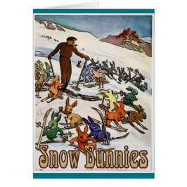 Vintage Snö Bunnies Hälsningskort