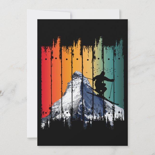 VINTAGE SNÖ MOUNTAIN SKIING SKI GIFT INBJUDNINGAR (Framsida)