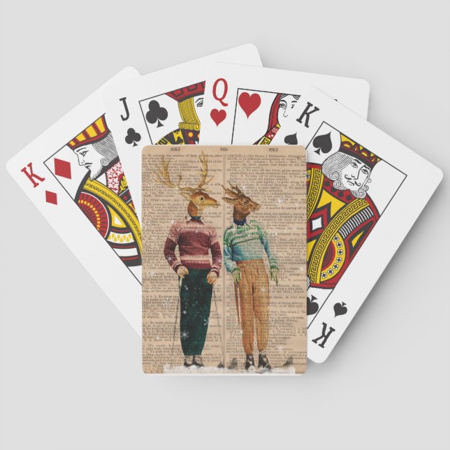 Vintage Snö Ski-Hjortens spelkort (Baksidan)