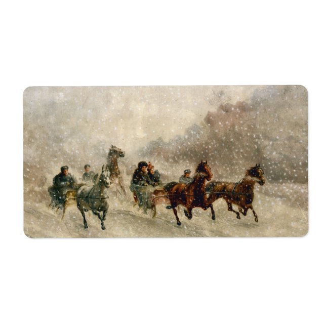 Vintage Snö Sleigh tävla Fraktsedel (Framsidan)
