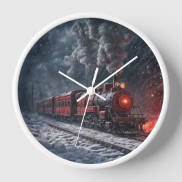 Vintage Snö Tåg Fyrkantig Klocka
