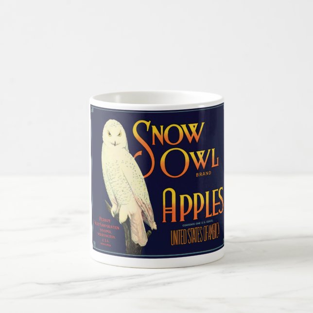 Vintage Snö Uggla äppeletikett Kaffemugg (Center)
