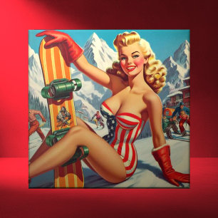 Vintage Snöbords-stift upp Kakelplatta
