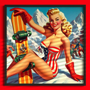 Vintage Snöbords-stift upp Poster