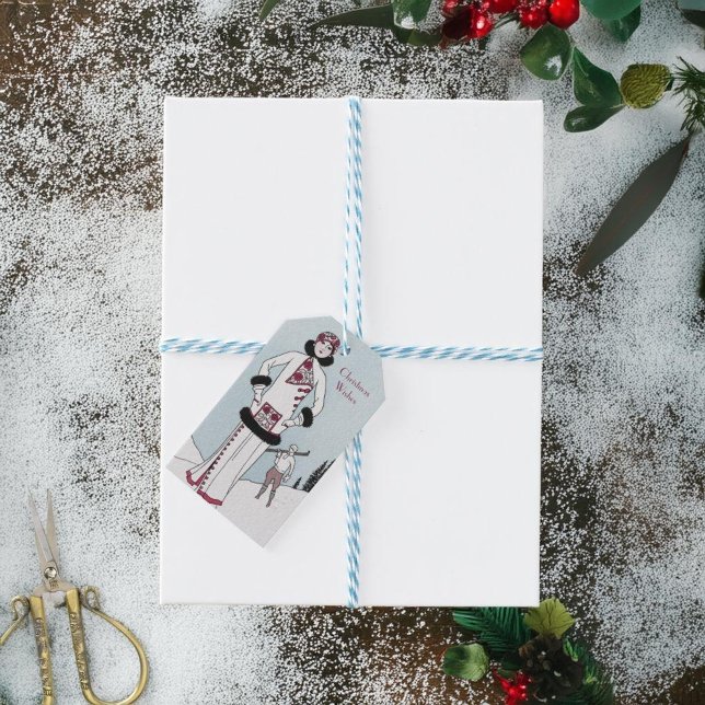 Vintage Snödrottning Jul Presentetikett (Skapare uppladdad)