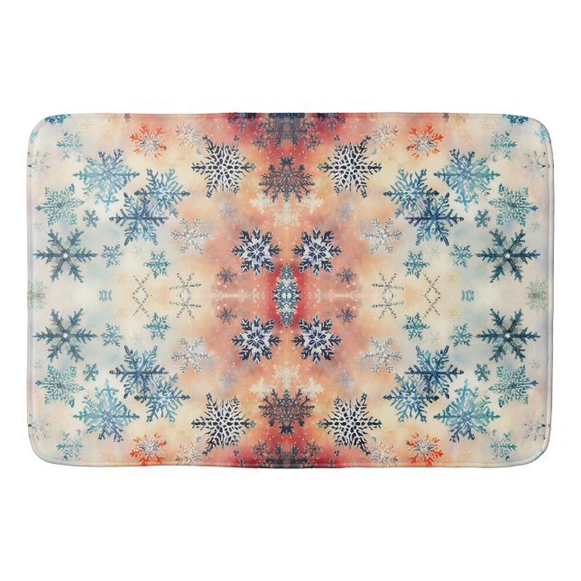 Vintage Snöflingor Mönster - Bath Mat Badrumsmatta (Framsidan)