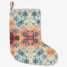 Vintage Snöflingor Mönster - Julstrumpa