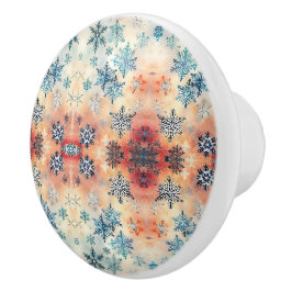 Vintage Snöflingor Mönster - Keramisk Knapphandtag Knopp