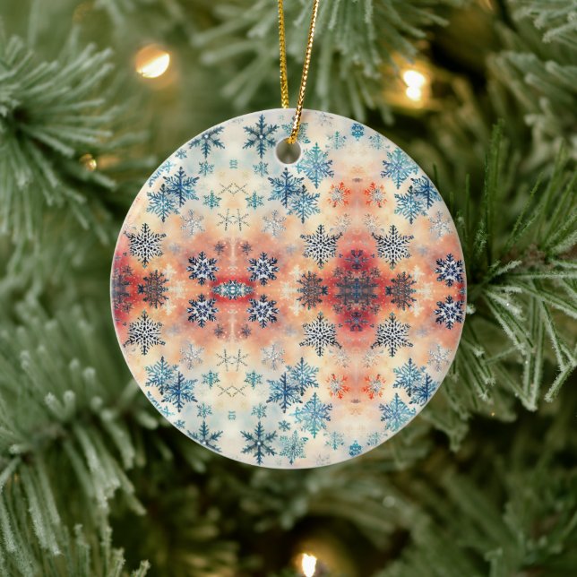 Vintage Snöflingor Mönster - Keramisk Ornament (Träd)