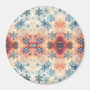 Vintage Snöflingor Mönster - Magnet