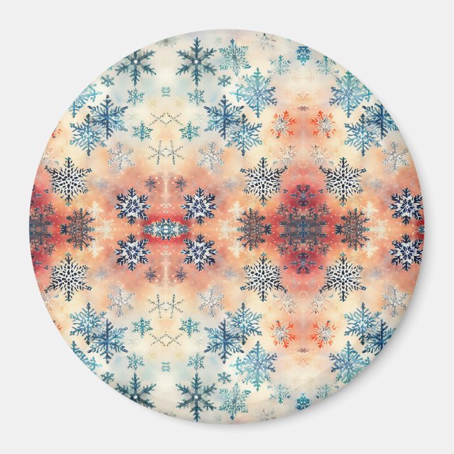 Vintage Snöflingor Mönster - Magnet (Framsidan)