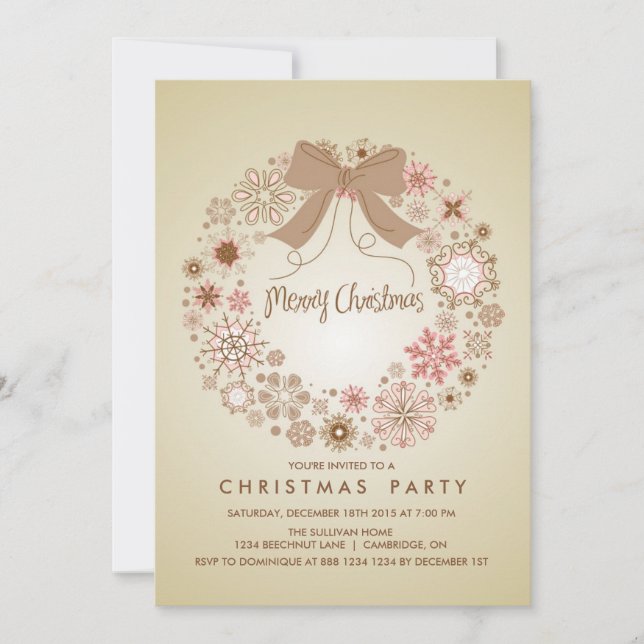 VINTAGE SNÖFLINGOR WREATH JULFEST INVIKTION INBJUDNINGAR (Framsida)