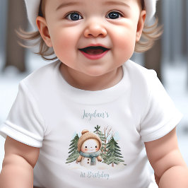 Vintage Snögubbe Boy Blue Namn 1:a födelsedag T Shirt