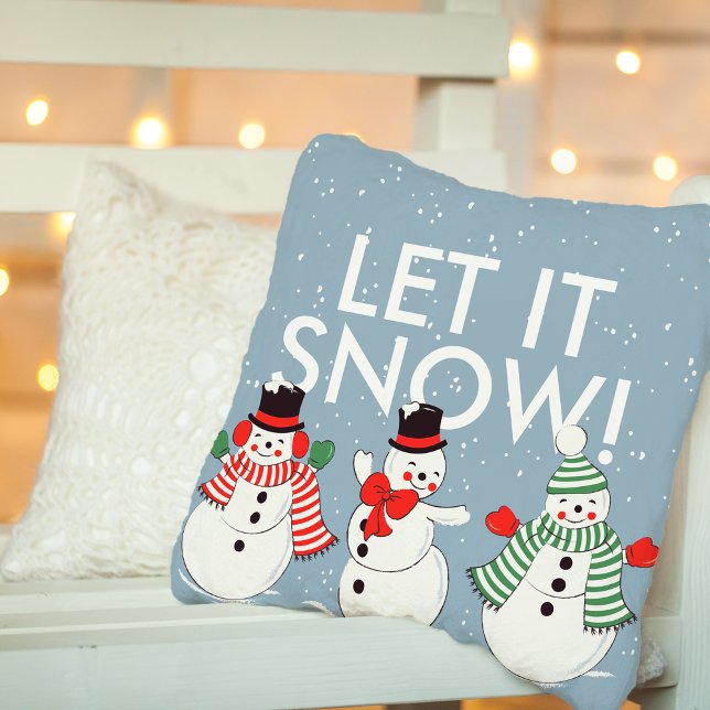 Vintage Snögubbe Dancing Låt det snöa Personlig Kudde (Vintage Snowman Dancing Let it Snow Personalized Throw Pillow)