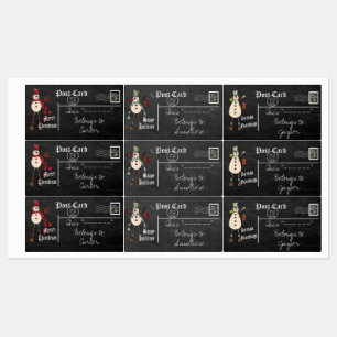 Vintage Snögubbe etiketter