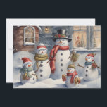 Vintage Snögubbe Family God jul Julkort<br><div class="desc">Vintage-julkort med en målning av en familj med snögubbar. Personlig på baksidan med ditt budskap och namn. Kontakta mig om du behöver hjälp med din anpassning eller om du vill be om ytterligare matchning eller samordning av Zazzle-produkter.</div>