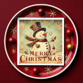 VINTAGE SNÖGUBBE - GOD JUL PAPPERSSERVETT