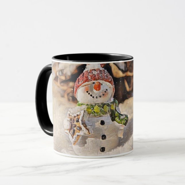 Vintage Snögubbe i Mugg vid Snö Teckning (Framsida vänster)
