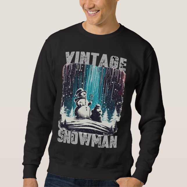 Vintage Snögubbe jul Lång Ärmad Tröja (Framsida)
