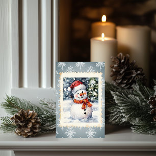 Vintage Snögubbe jul Postage Frimärke Kort