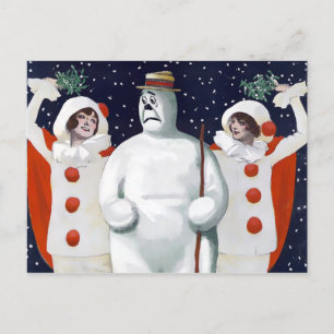 Vintage Snögubbe julkort Vykort