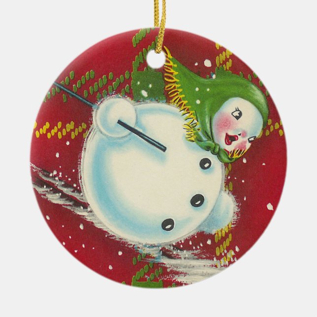 Vintage Snögubbe Ornament (Framsidan)