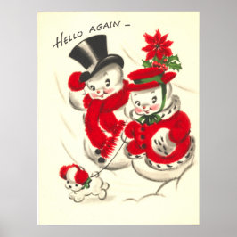 Vintage Snögubbe par utskrift Poster