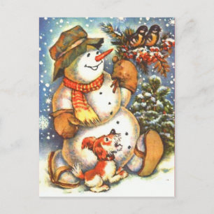 Vintage Snögubbe Vykort