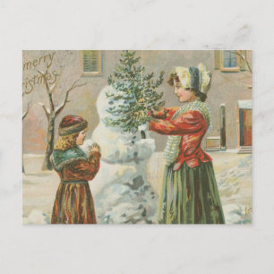 Vintage Snögubbe Vykort
