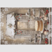 Vintage Snöig Julbakelse Holiday Decoupage