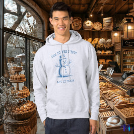 Vintage Snömanna-Hoodie - Retro Halftone Isblå Hoodie