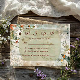 Vintage Snöre & Daisy Rustic Bröllop OSA Card