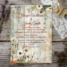 Vintage Snöre & Daisy Rustic Wedding bjudande in