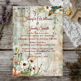 Vintage Snöre & Daisy Rustic Wedding bjudande in Inbjudningar