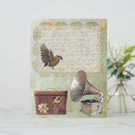 Vintage Snöre-etikett Gramophone Hat Box Guld Papp