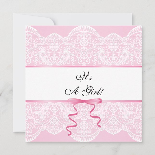 Vintage Snöre Girl Baby Shower Inbjudningar (Framsida)