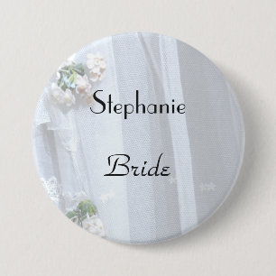 Vintage Snöre, Namn, Bride Large Button Pin Knapp
