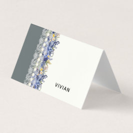 Vintage Snöre och Pearals Blommigt Placera kortet Kort