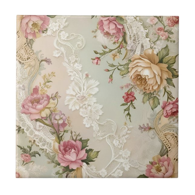 Vintage Snöre och Ro Kakelplatta (Framsidan)