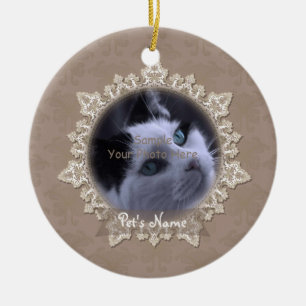 Vintage Snöre Pet Cat Memorial Ornamorial Julgransprydnad Keramik