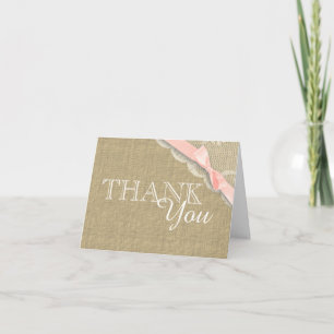 Vintage Snöre Rosa Baby Shower Tack Kort