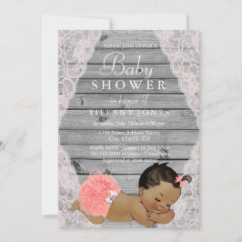 Vintage Snöre Rustic Ethnic Girl Baby Shower Inbju Inbjudningar