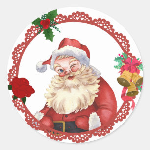 Vintage Snöre Santa Stickers Runt Klistermärke