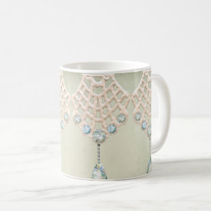 Vintage snöre tal rhinestone victorian kräm kaffemugg